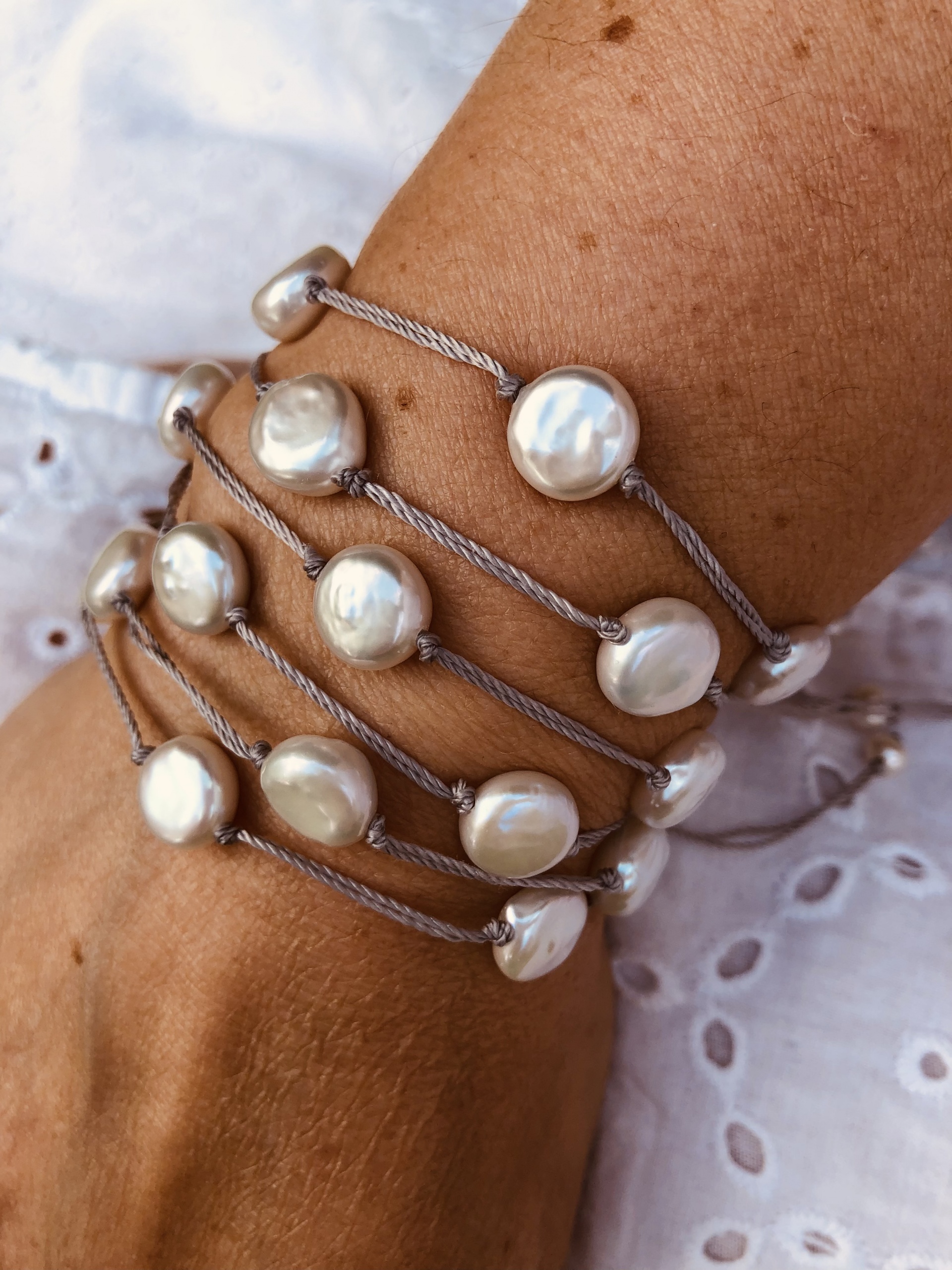 Bracelet perles fil de soie